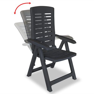 vidaXL Polohovatelné zahradní židle 2 ks plastové antracitové