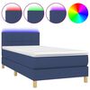 vidaXL Box spring postel s matrac&iacute; a LED modr&aacute; 90x200 cm textil