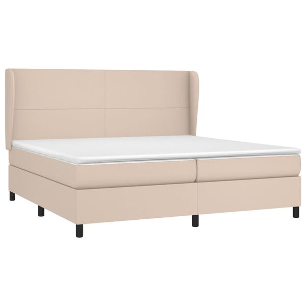 vidaXL Box spring postel s matrac&iacute; cappuccino 200 x 200 cm uměl&aacute; kůže