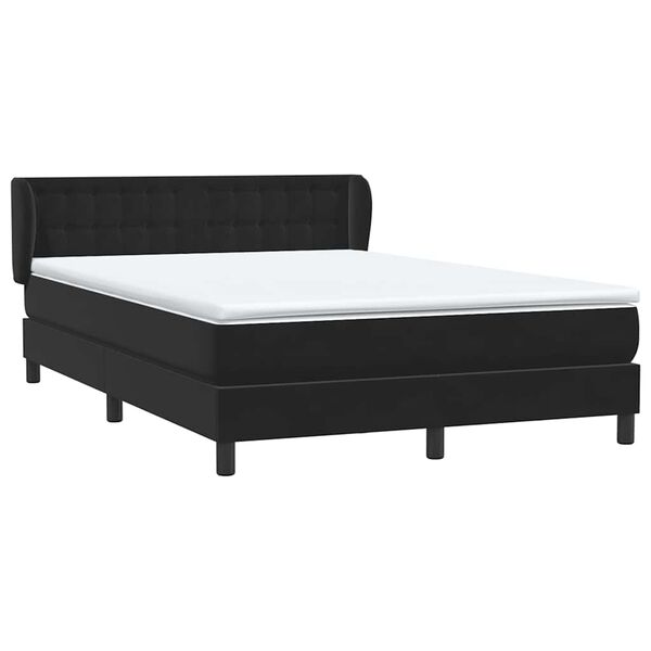 vidaXL Box spring postel s matrac&iacute; čern&aacute; 140x210 cm samet