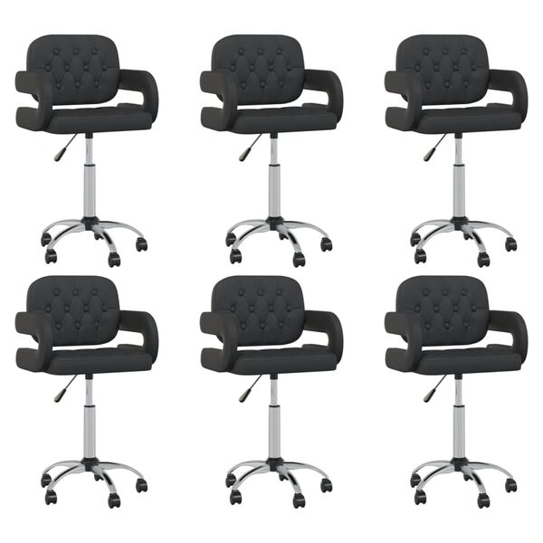 vidaXL Otočn&eacute; j&iacute;deln&iacute; židle 6 ks čern&eacute; uměl&aacute; kůže