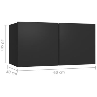 vidaXL Závěsná TV skříňka černá 60 x 30 x 30 cm