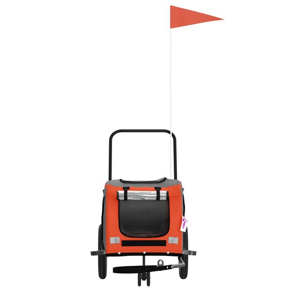 vidaXL Vozík za kolo pro psa oranžový a černý oxfordská tkanina/železo