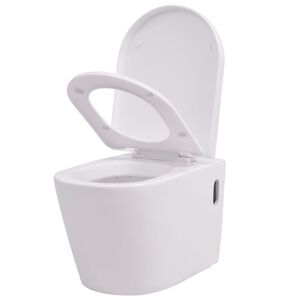 vidaXL Z&aacute;věsn&eacute; WC keramick&eacute; b&iacute;l&eacute;