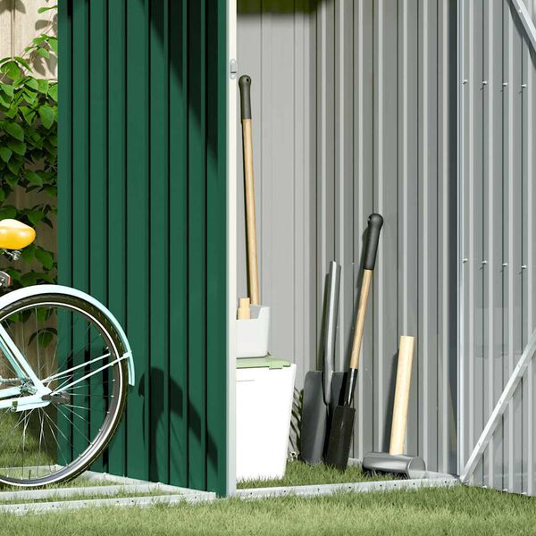 vidaXL Zahradn&iacute; kůlna na dř&iacute;v&iacute; zelen&aacute; 245x98x159 cm pozinkovan&aacute; ocel