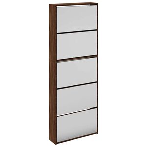vidaXL Botn&iacute;k se zrcadlem 5patrov&yacute; hněd&yacute; dub 63 x 17 x 169,5 cm