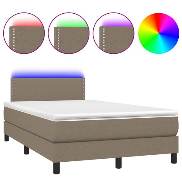vidaXL Box spring postel s matrac&iacute; a LED taupe 120x190 cm textil