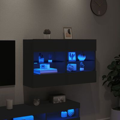 vidaXL Nástěnná TV skříňka s LED osvětlením černá 98,5 x 30 x 60,5 cm