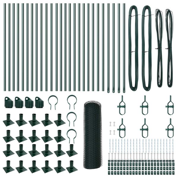 vidaXL Plotov&yacute; sloupek. Zelen&aacute; 50 x 0,4 m (13 mm s&iacute;ť) Ocel a PVC