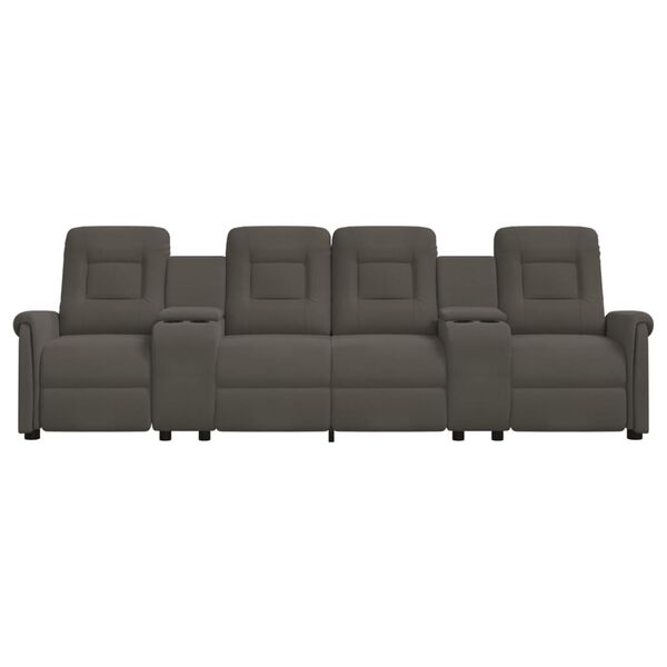 vidaXL 4m&iacute;stn&eacute; mas&aacute;žn&iacute; polohovac&iacute; křeslo s drž&aacute;ky n&aacute;pojů tmavě &scaron;ed&eacute;