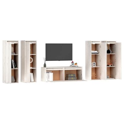 vidaXL TV skříňky 5 ks bílé masivní borové dřevo