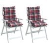 vidaXL Podušky na židli s nízkým opěradlem 2ks červené kárované oxford
