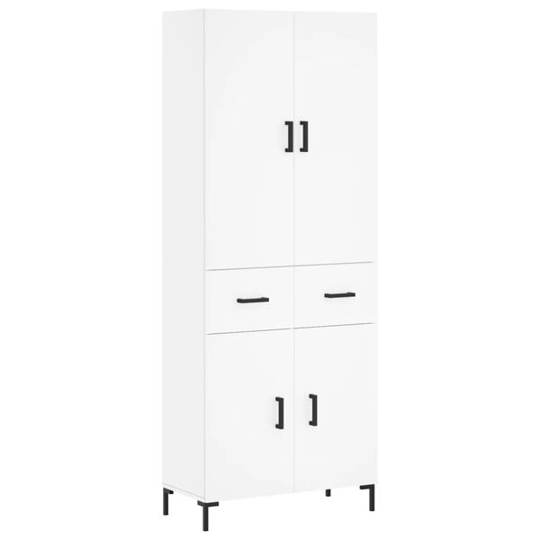 vidaXL Skř&iacute;ň highboard b&iacute;l&aacute; 69,5 x 34 x 180 cm kompozitn&iacute; dřevo
