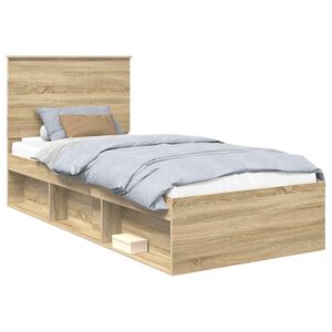 vidaXL R&aacute;m postele s čelo Sonoma dub 90 x 190 cm Masivn&iacute; borov&eacute; dřevo
