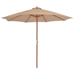 vidaXL Zahradn&iacute; slunečn&iacute;k s dřevěnou tyč&iacute; 300 cm taupe
