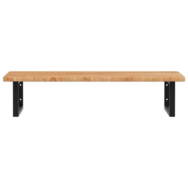 vidaXL Deska pod umyvadlo nástěnná ocel a masivní dubové dřevo