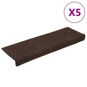 vidaXL Schodov&eacute; rohože samolepic&iacute; 15 ks 65 x 21 x 4 cm hněd&eacute; s obd&eacute;ln&iacute;kov&yacute;m okrajem