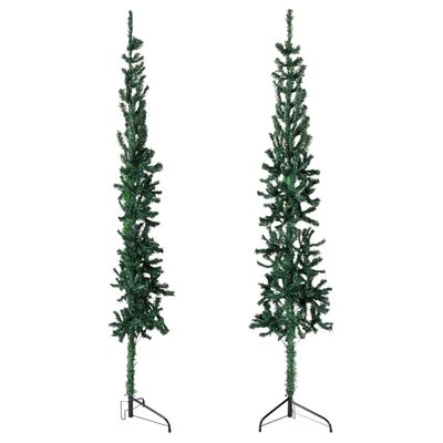vidaXL Úzký umělý poloviční vánoční stromek se stojanem zelený 150 cm