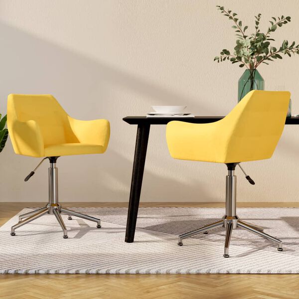 vidaXL Otočn&eacute; j&iacute;deln&iacute; židle 2 ks žlut&eacute; textil