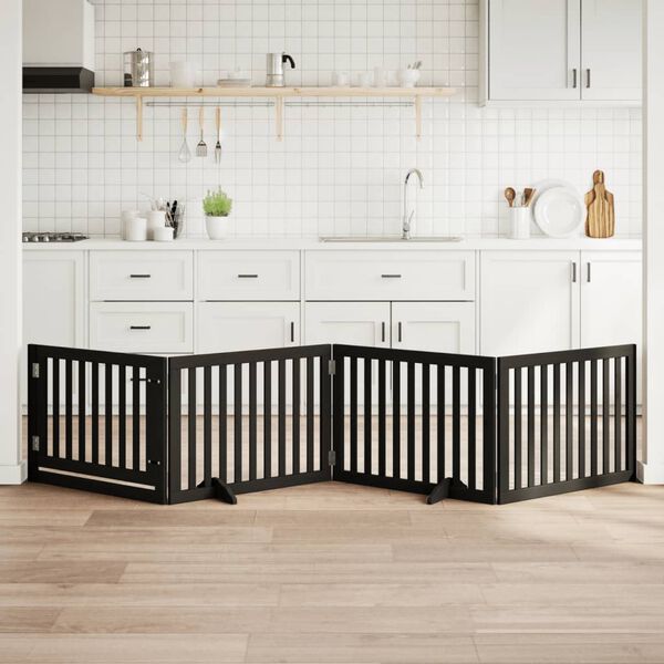 vidaXL Z&aacute;brana pro psy s dv&iacute;řky skl&aacute;dac&iacute; 4 panely čern&aacute; 320 cm topol