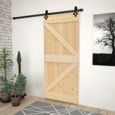 vidaXL Posuvné dveře se setem kování 90 x 210 cm masivní borové dřevo