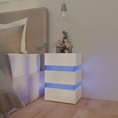 vidaXL Noční stolek s LED lesklý bílý 45 x 35 x 67 cm kompozitní dřevo