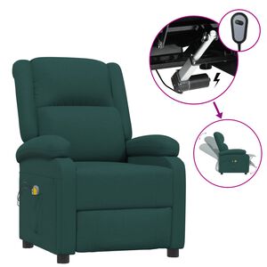 vidaXL Elektrick&eacute; mas&aacute;žn&iacute; křeslo tmavě zelen&eacute; textil