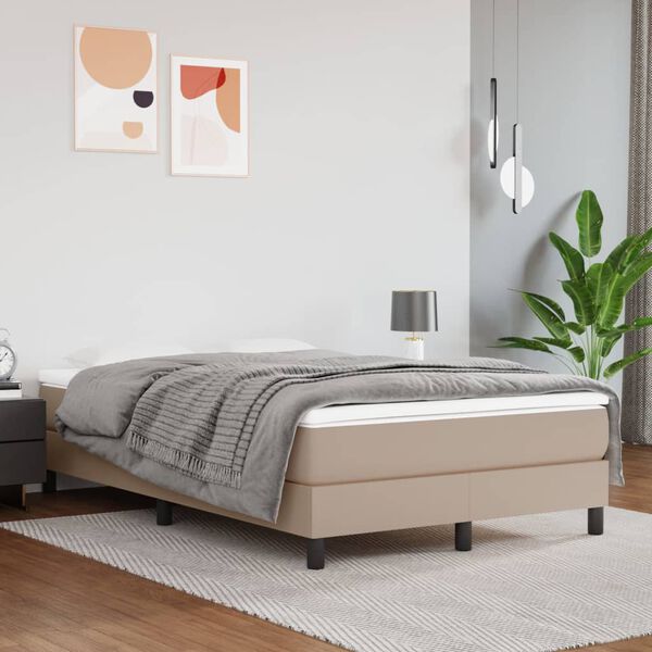 vidaXL Box spring postel s matrac&iacute; cappuccino 120x190 cm uměl&aacute; kůže