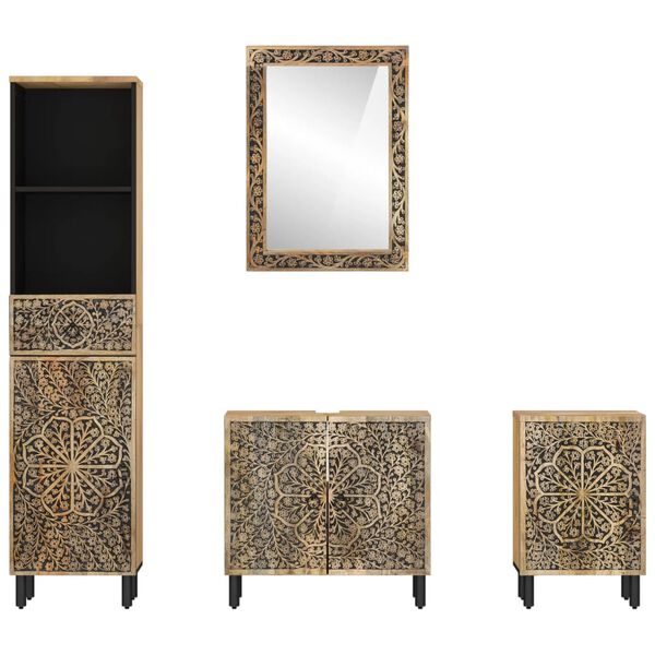 vidaXL 4d&iacute;ln&aacute; koupelnov&aacute; sestava masivn&iacute; mangovn&iacute;kov&eacute; dřevo