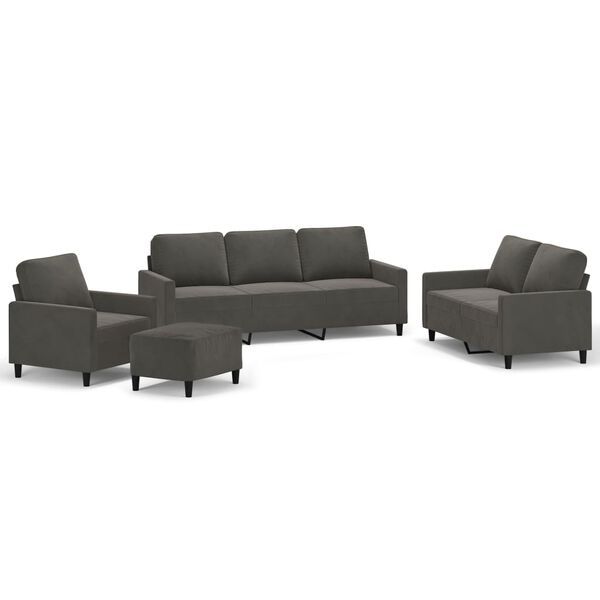 vidaXL 4d&iacute;ln&aacute; sedac&iacute; souprava s podu&scaron;kami tmavě &scaron;ed&aacute; samet