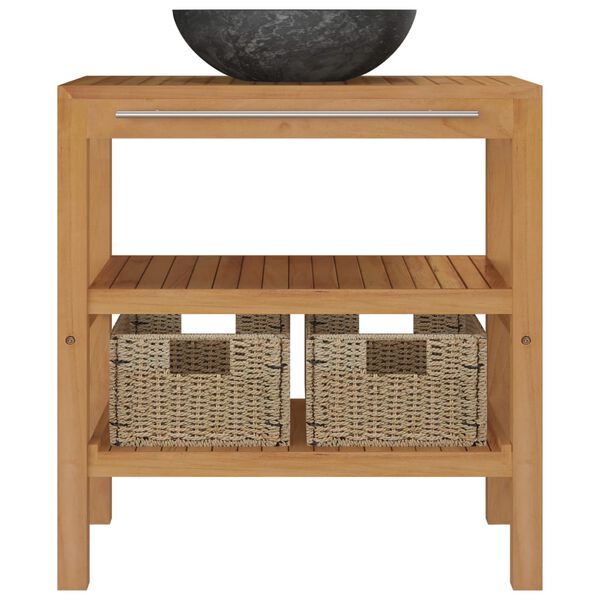 vidaXL Koupelnov&aacute; skř&iacute;ňka masivn&iacute; teak s umyvadlem mramorov&eacute; čern&eacute;