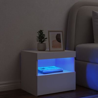 vidaXL Noční stolek s LED osvětlením bílý 50 x 40 x 45 cm