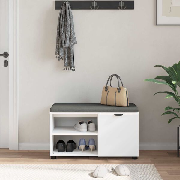 vidaXL Chodbičkov&aacute; lavice s pol&scaron;t&aacute;řem s polic&iacute; B&iacute;l&yacute; 80 x 38 x 46 cm