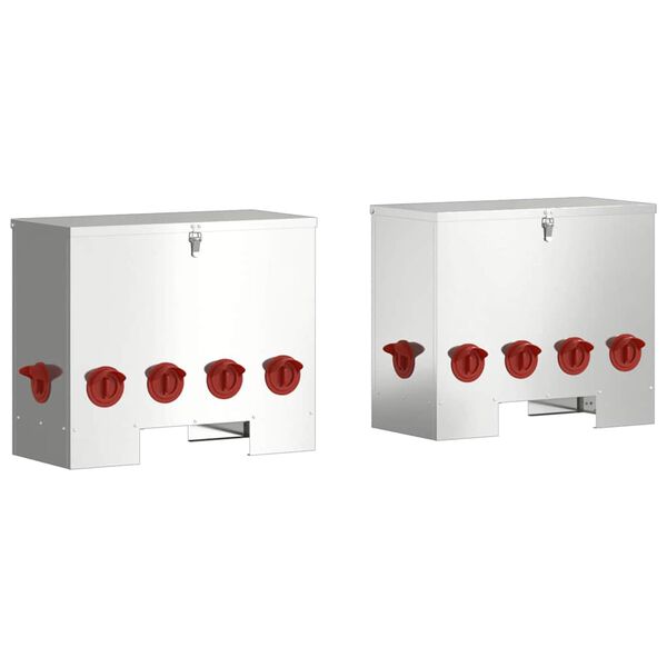 vidaXL Krm&iacute;tko pro slepice 2 pcs Stř&iacute;brn&aacute; 60,5 x 29 x 51 cm