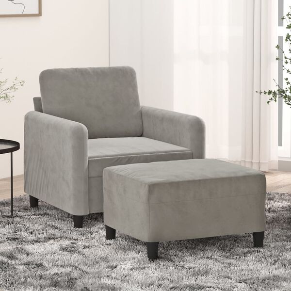 vidaXL Křeslo s podnožkou světle &scaron;ed&eacute; 60 cm samet