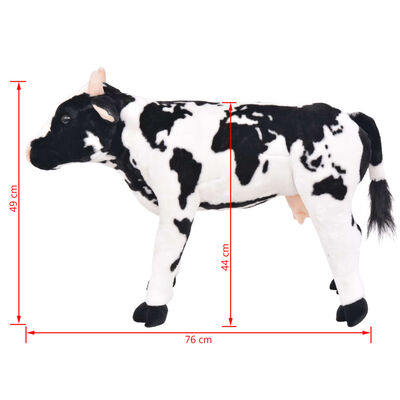 vidaXL Stojící plyšová hračka kráva černá a bílá XXL