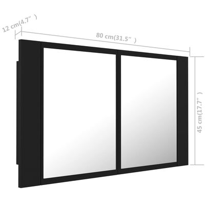 vidaXL LED koupelnová skříňka se zrcadlem černá 80 x 12 x 45 cm akryl