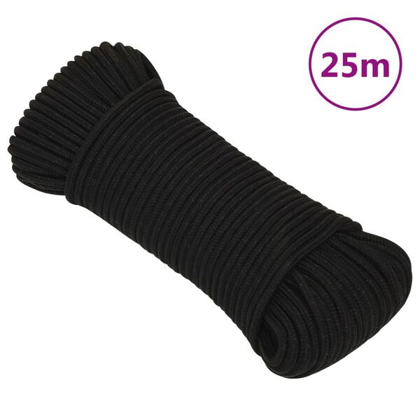 vidaXL Pracovn&iacute; lano čern&eacute; 5 mm 25 m polyester