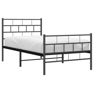 vidaXL Kovový rám postele s hlavovým a nožním čelem černý 100 x 190 cm