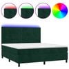 vidaXL Box spring postel s matrac&iacute; a LED tmavě zelen&aacute; 160x200 cm samet