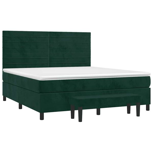 vidaXL Box spring postel s matrac&iacute; tmavě zelen&aacute; 160x200 cm samet