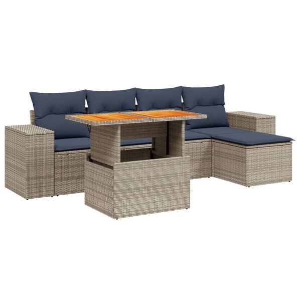 vidaXL 6d&iacute;ln&aacute; zahradn&iacute; sedac&iacute; souprava s podu&scaron;kami &scaron;ed&aacute; polyratan