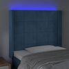 vidaXL Čelo postele s LED tmavě modr&eacute; 103 x 16 x 118/128 cm textil