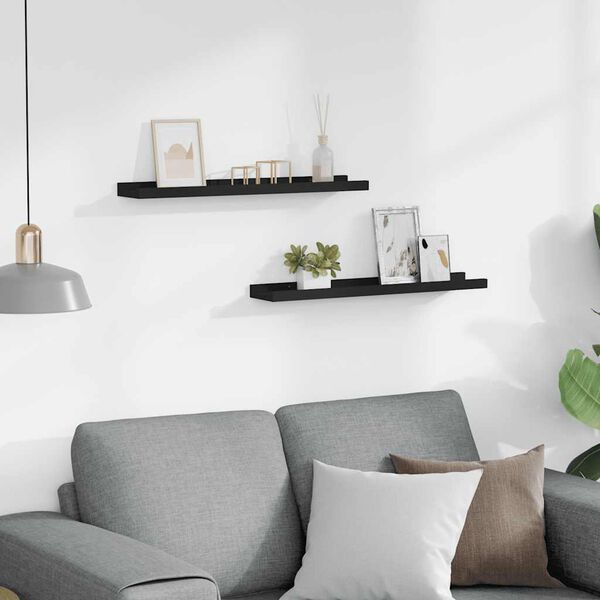 vidaXL Poličky na zar&aacute;movan&eacute; obr&aacute;zky 2 ks čern&eacute; 60 x 9 x 3 cm MDF