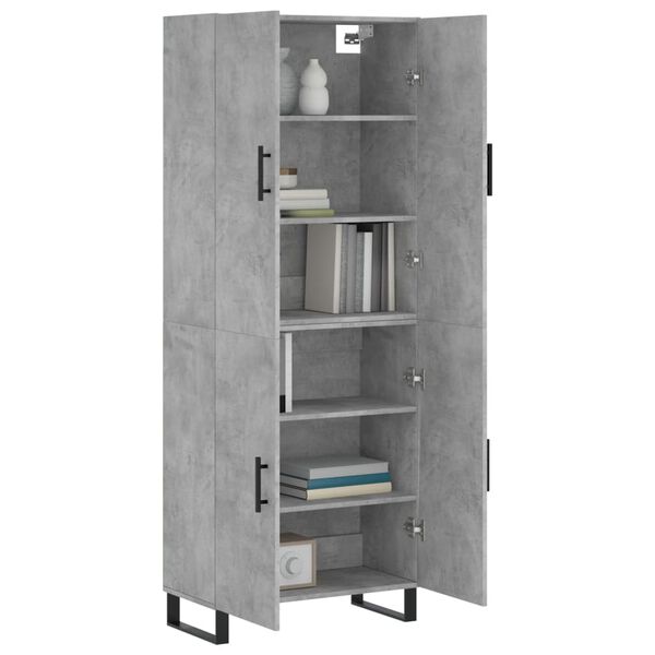 vidaXL Skř&iacute;ň highboard betonově &scaron;ed&aacute; 69,5x34x180 cm kompozitn&iacute; dřevo