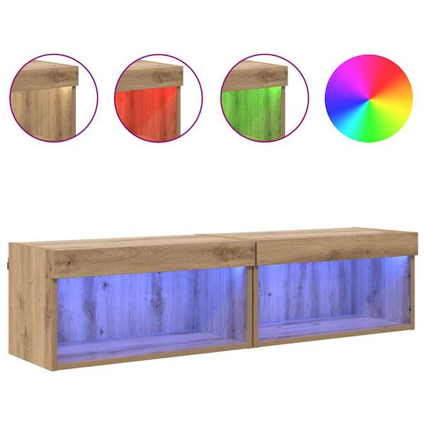 vidaXL Sestava TV skř&iacute;něk s LED Artisanov&yacute; dub kompozitn&iacute; dřevo