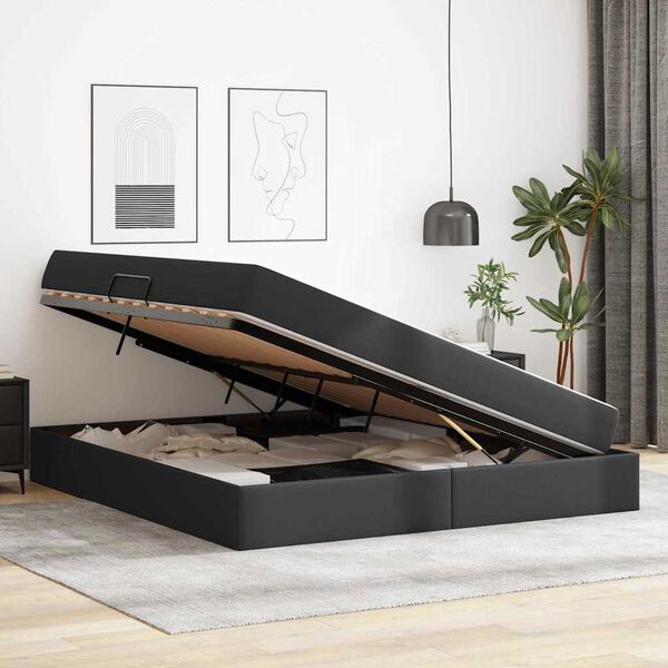 vidaXL Postel s úložným prostorem a matrací Černá 180 x 200 cm