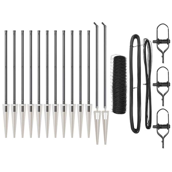 vidaXL Plotov&yacute; sloupek. &Scaron;ed&aacute; 25 x 0,4 m (36 mm s&iacute;ť) Ocel a PVC