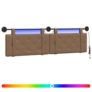 vidaXL Z&aacute;věsn&eacute; čelo postele S LED osvětlen&iacute;m Cappuccino Uměl&aacute; kůže