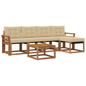 vidaXL Venkovn&iacute; pohovkov&aacute; souprava 6 pcs Přirozen&aacute; a B&eacute;žov&aacute;